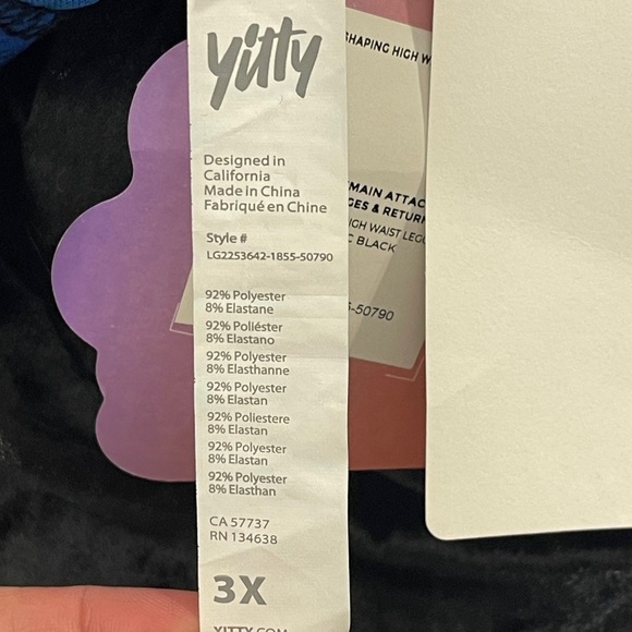 Yitty Black Velour Plusshy Shaping High Waist Legging NWT Size 3X - Picture 8 of 9